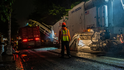 Workers working at night