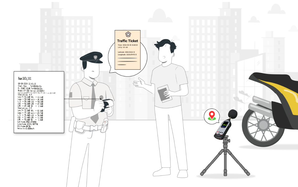ST-15D prints noise measurements with longitude and latitude data