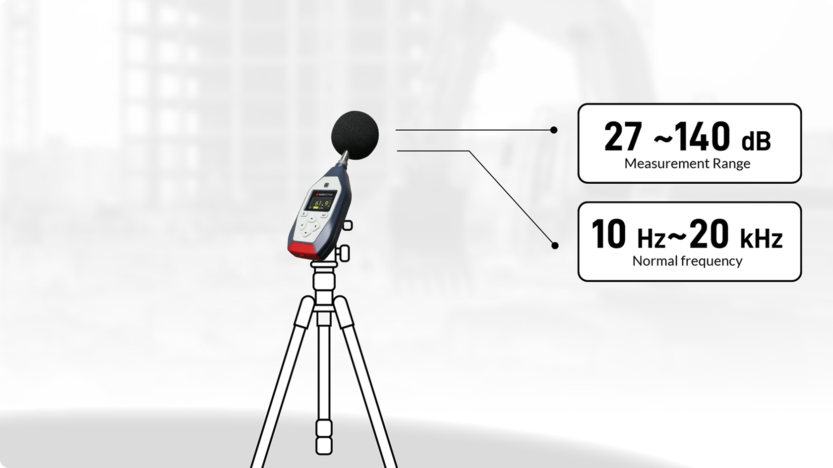 Tripod-mounted Class 1 sound level meter