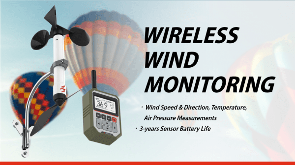 Wireless wind monitoring solution for hot air balloon flight