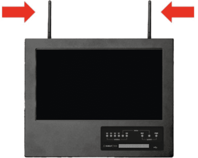 Install both antennas onto the top of the Monitor Console.