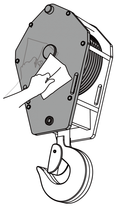 Wipe clean the crane hoist surface.