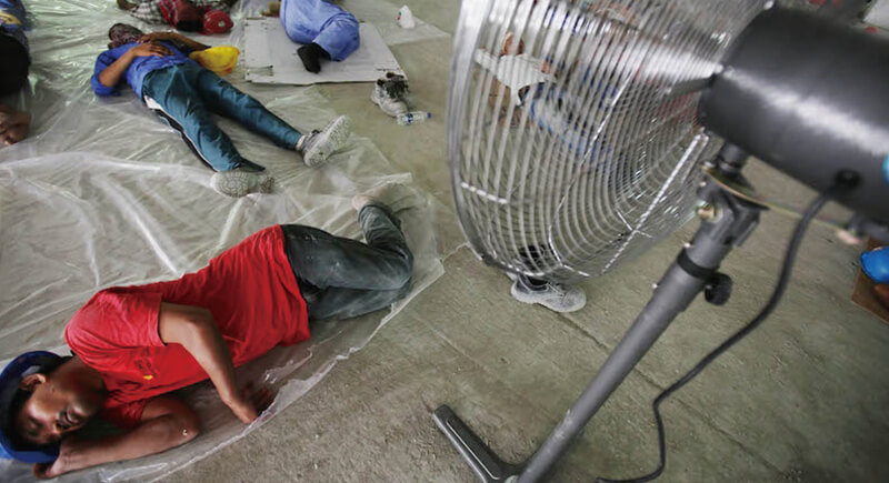 Workers during rest period at the worksite
