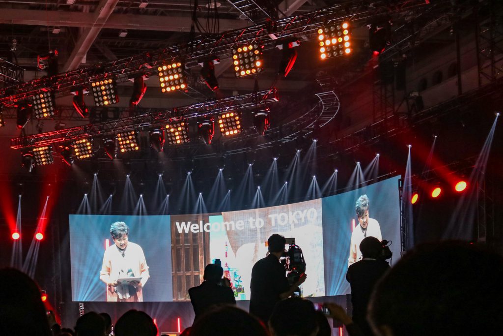 Tokyo Governor Yuriko Koike delivers the opening speech at the SusHi Tech Tokyo 2024 Global Startup Program