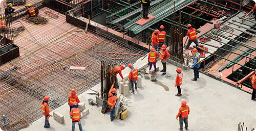 Workers at construction site