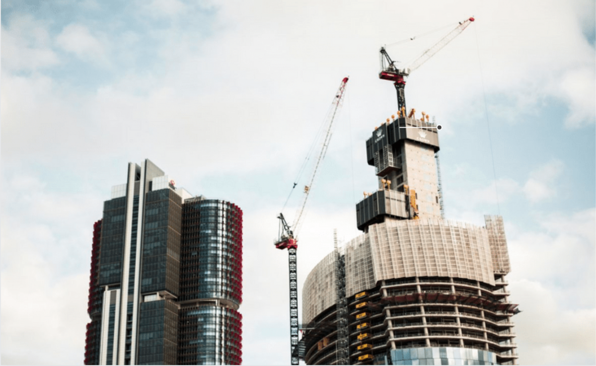 Cranes at construction site