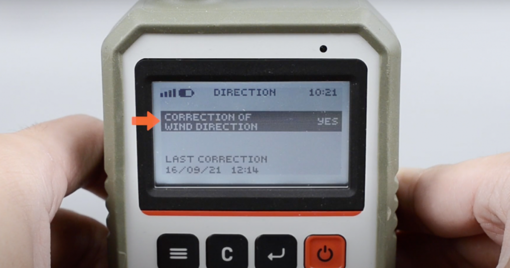 Orient the sensor’s wind vane pointer to the True North.