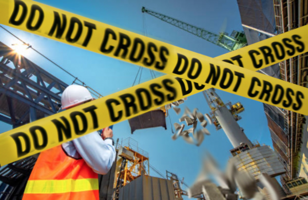 Do not cross zone at crane operation site