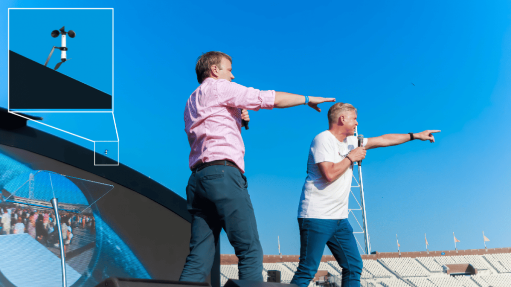 The placement of wind speed & direction sensor on the stage